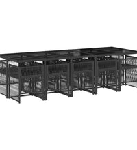 11-tlg. Garten-Essgruppe mit Kissen Schwarz Poly Rattan