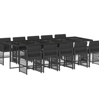 11-tlg. Garten-Essgruppe mit Kissen Schwarz Poly Rattan