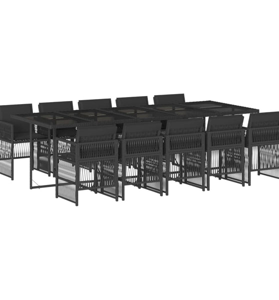 11-tlg. Garten-Essgruppe mit Kissen Schwarz Poly Rattan