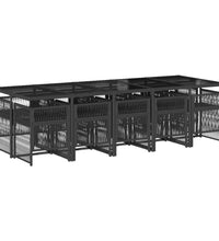 11-tlg. Garten-Essgruppe mit Kissen Schwarz Poly Rattan