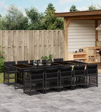 11-tlg. Garten-Essgruppe mit Kissen Schwarz Poly Rattan