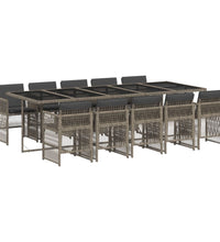 11-tlg. Garten-Essgruppe mit Kissen Grau Poly Rattan