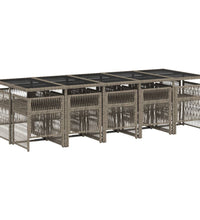 11-tlg. Garten-Essgruppe mit Kissen Grau Poly Rattan