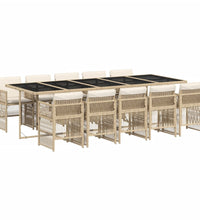 11-tlg. Garten-Essgruppe mit Kissen Beige Poly Rattan