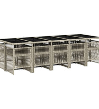 11-tlg. Garten-Essgruppe mit Kissen Hellgrau Poly Rattan