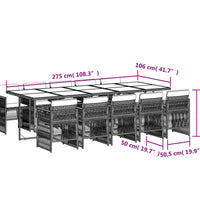 11-tlg. Garten-Essgruppe mit Kissen Hellgrau Poly Rattan