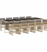 11-tlg. Garten-Essgruppe mit Kissen Beigemischung Poly Rattan