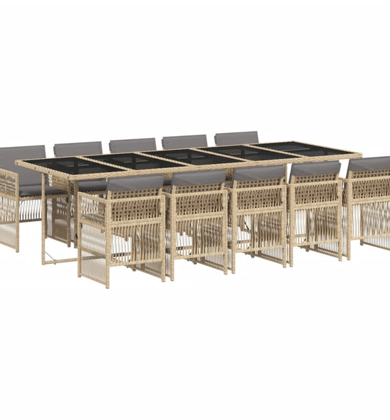 11-tlg. Garten-Essgruppe mit Kissen Beigemischung Poly Rattan