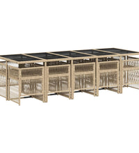 11-tlg. Garten-Essgruppe mit Kissen Beigemischung Poly Rattan