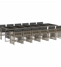 13-tlg. Garten-Essgruppe mit Kissen Grau Poly Rattan