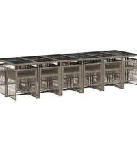 13-tlg. Garten-Essgruppe mit Kissen Grau Poly Rattan