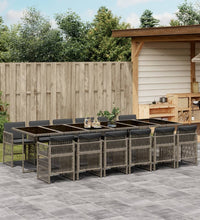 13-tlg. Garten-Essgruppe mit Kissen Grau Poly Rattan