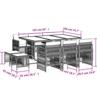 11-tlg. Garten-Essgruppe mit Kissen Schwarz Poly Rattan