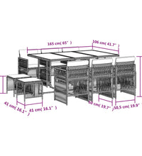 11-tlg. Garten-Essgruppe mit Kissen Schwarz Poly Rattan