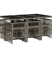 11-tlg. Garten-Essgruppe mit Kissen Grau Poly Rattan