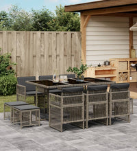 11-tlg. Garten-Essgruppe mit Kissen Grau Poly Rattan