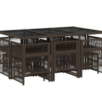 11-tlg. Garten-Essgruppe mit Kissen Braun Poly Rattan