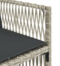 11-tlg. Garten-Essgruppe mit Kissen Hellgrau Poly Rattan