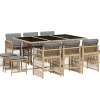 11-tlg. Garten-Essgruppe mit Kissen Beigemischung Poly Rattan