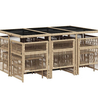 11-tlg. Garten-Essgruppe mit Kissen Beigemischung Poly Rattan