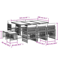 11-tlg. Garten-Essgruppe mit Kissen Beigemischung Poly Rattan