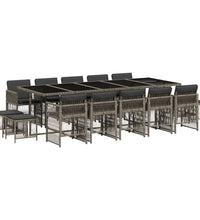 15-tlg. Garten-Essgruppe mit Kissen Grau Poly Rattan