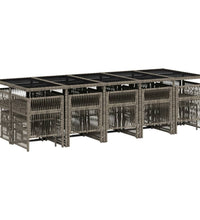 15-tlg. Garten-Essgruppe mit Kissen Grau Poly Rattan