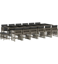 17-tlg. Garten-Essgruppe mit Kissen Grau Poly Rattan