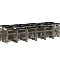 17-tlg. Garten-Essgruppe mit Kissen Grau Poly Rattan