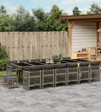 17-tlg. Garten-Essgruppe mit Kissen Grau Poly Rattan