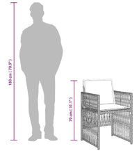11-tlg. Garten-Essgruppe mit Kissen Hellgrau Poly Rattan