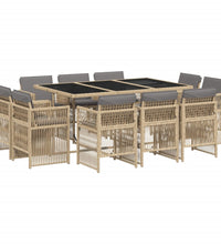 11-tlg. Garten-Essgruppe mit Kissen Beigemischung Poly Rattan