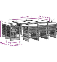 11-tlg. Garten-Essgruppe mit Kissen Beigemischung Poly Rattan