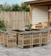 11-tlg. Garten-Essgruppe mit Kissen Beigemischung Poly Rattan