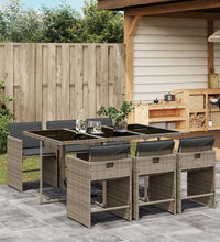 7-tlg. Garten-Essgruppe mit Kissen Grau Poly Rattan