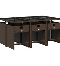 7-tlg. Garten-Essgruppe mit Kissen Braun Poly Rattan
