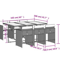 7-tlg. Garten-Essgruppe mit Kissen Braun Poly Rattan
