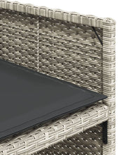 7-tlg. Garten-Essgruppe mit Kissen Hellgrau Poly Rattan