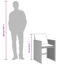 7-tlg. Garten-Essgruppe mit Kissen Hellgrau Poly Rattan
