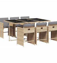 7-tlg. Garten-Essgruppe mit Kissen Beigemischung Poly Rattan