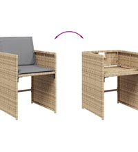 7-tlg. Garten-Essgruppe mit Kissen Beigemischung Poly Rattan