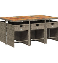 7-tlg. Garten-Essgruppe mit Kissen Grau Poly Rattan