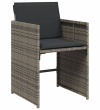 7-tlg. Garten-Essgruppe mit Kissen Grau Poly Rattan