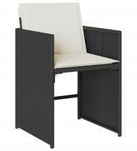 7-tlg. Garten-Essgruppe mit Kissen Schwarz Poly Rattan