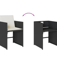 7-tlg. Garten-Essgruppe mit Kissen Schwarz Poly Rattan