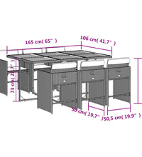 7-tlg. Garten-Essgruppe mit Kissen Schwarz Poly Rattan