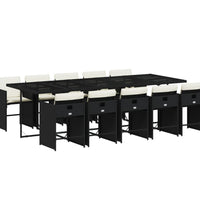 11-tlg. Garten-Essgruppe mit Kissen Schwarz Poly Rattan