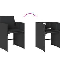 11-tlg. Garten-Essgruppe mit Kissen Schwarz Poly Rattan