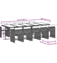 11-tlg. Garten-Essgruppe mit Kissen Schwarz Poly Rattan