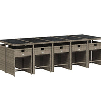 11-tlg. Garten-Essgruppe mit Kissen Grau Poly Rattan